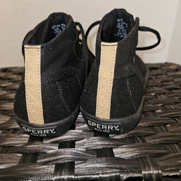 Sperry Black Canvas Kids Sneakers Size 1.5M - Picture 4 of 7